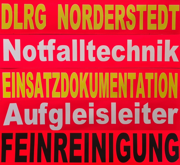 Rückenschild leuchtrot, matt, reflektierend, 42 x 8 cm